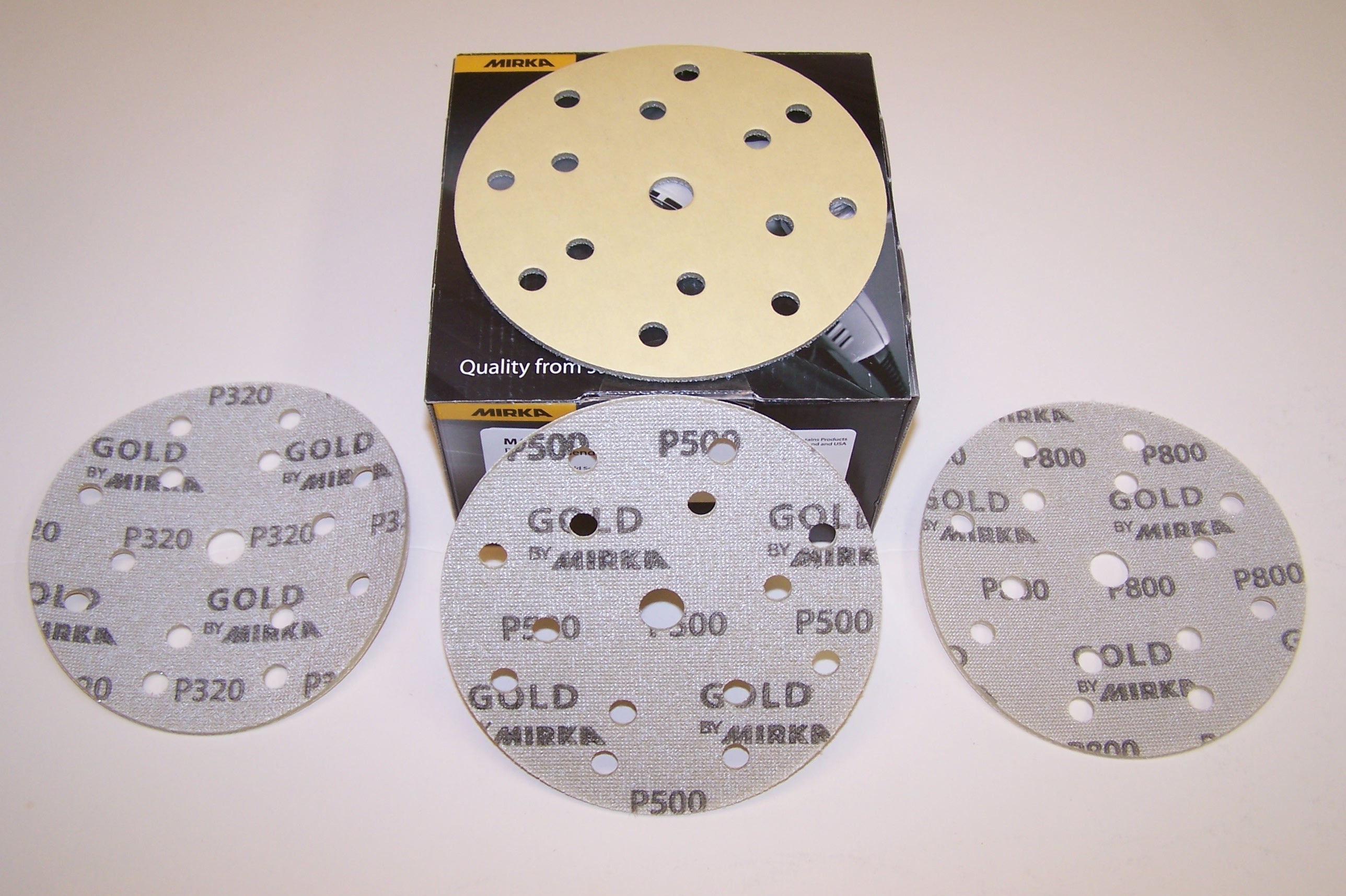 15 HOLE H&L Mirka Gold Soft Polishing Discs