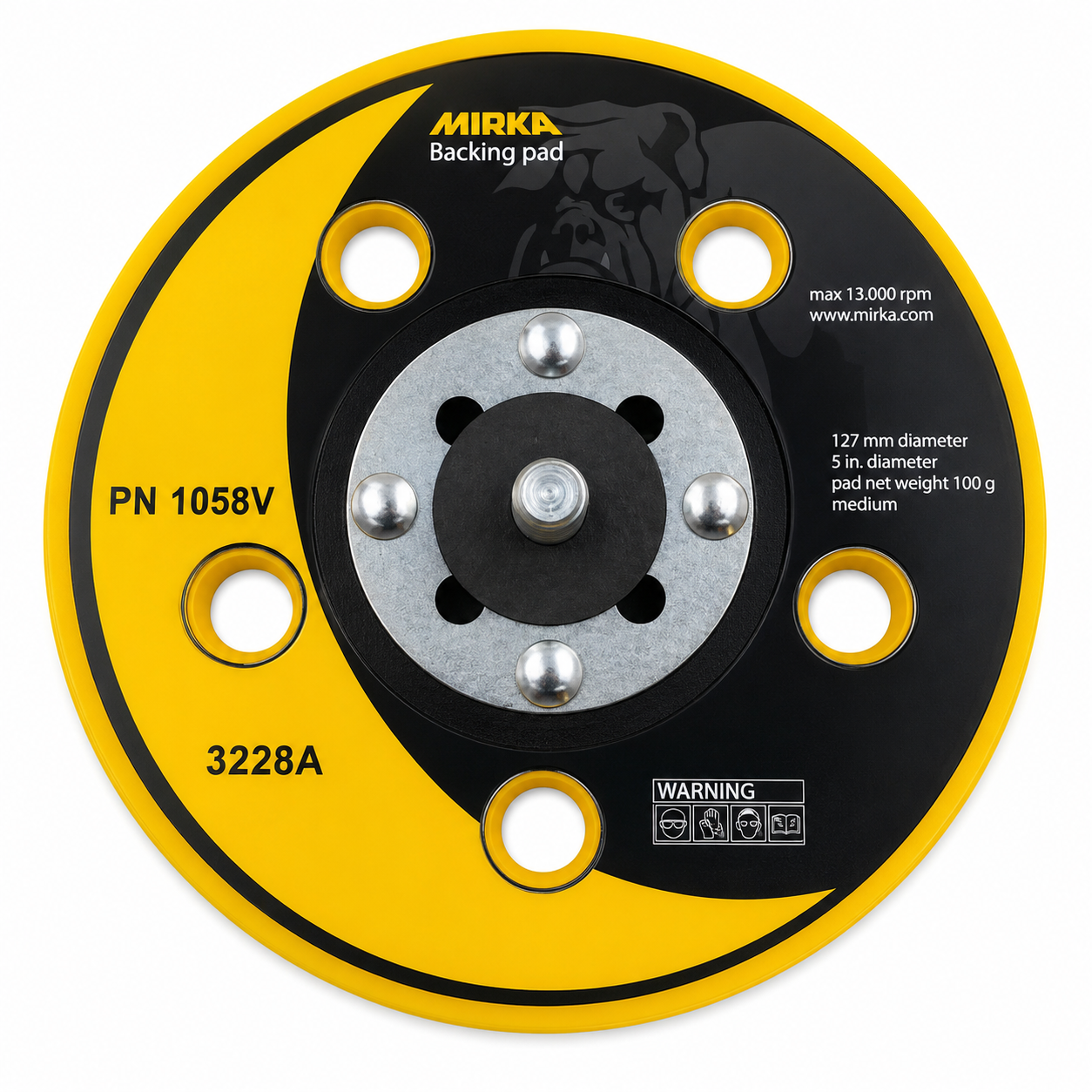 5" 5 HOLE, 5/16"-24 THREAD MIRKA (105SV) SOFT BACK UP PAD PSA
