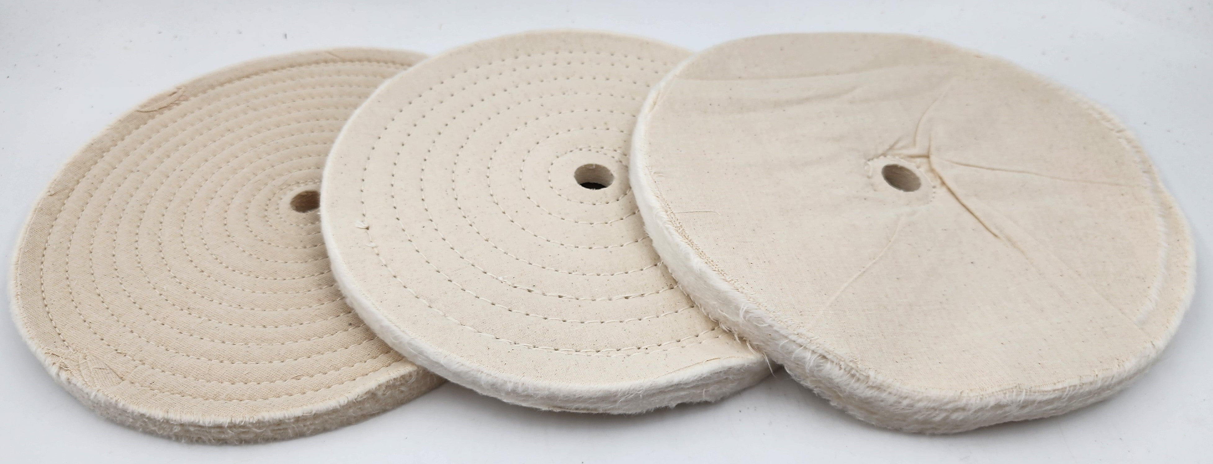 8" DIAM. BUFFING WHEEL HARD - 1/4" SPIRAL SEWN WHEEL 5/8" ARBOR