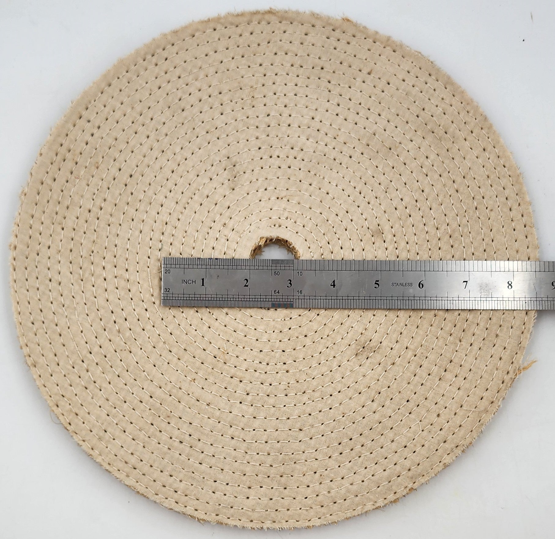 12" DIAM. BUFFING WHEEL WHITE (SISAL) - 3/8" SPIRAL SEWN 1/2" THICK 1 1/4" ARBOR USA