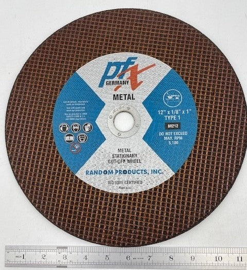 18.) 12" DIAM X 1/8 THICK X 1" CHOP SAW WHEEL PFX GERMANY (80212) FOR METAL 5,100 RPM