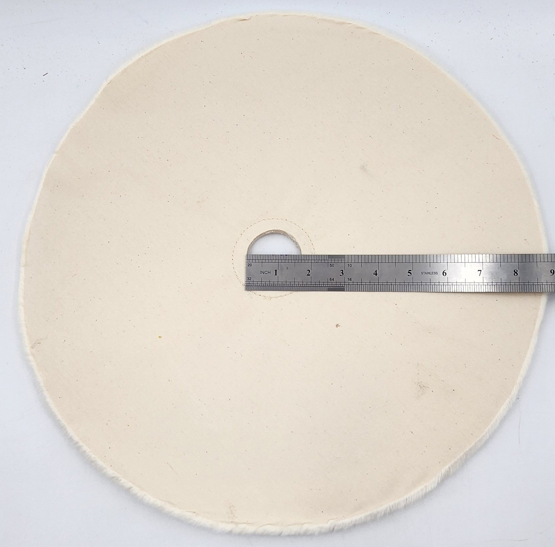 16" DIAM. BUFFING WHEEL LOOSE - 1/2" THICK WHEEL 20 PLY WHITE COTTON 2" ARBOR