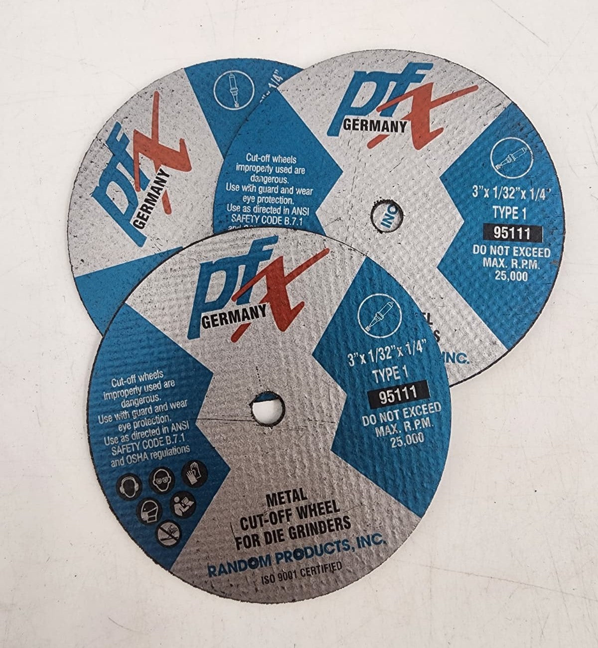 3" DIAM X 1/32" THICK X 1/4" CUT-OFF WHEEL Germany (95111)