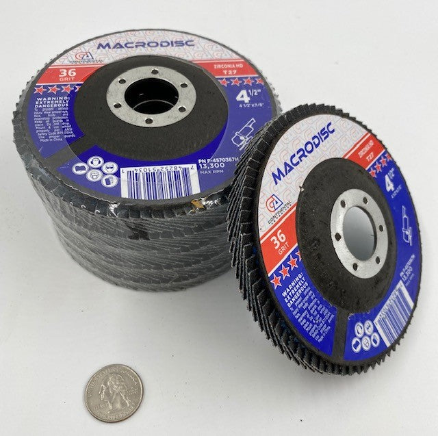 4 1/2" X 7/8" FLAP DISC TYPE 27 (FLAT) - ZIRC IMPORT HD DOUBLE THICKNESS MACRODISC