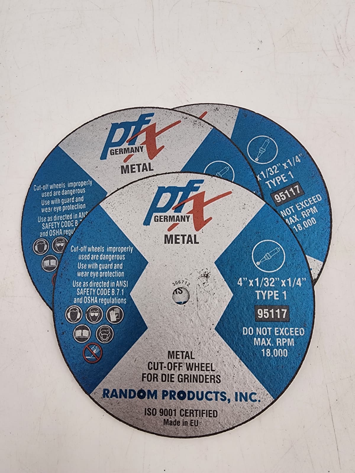 4" DIAM X 1/32" THICK X 1/4" CUT-OFF WHEEL USA or Germany (95117)