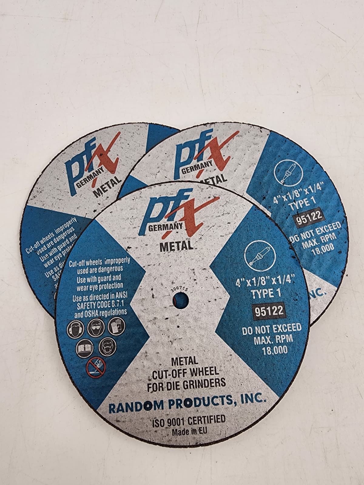 4" DIAM X 1/8" THICK X 1/4" CUT-OFF WHEEL Germany (95122)