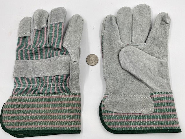 C) SPLIT COWHIDE GLOVES with Rubberized Cuff SIZE - LARGE ( Compre at $5.98/Pair))