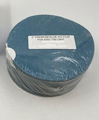 5" SOLID PSA BLUE FILM BACKED DEER BRAND DISCS (tabbed) 150 GRIT