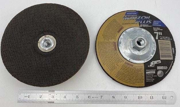 7" DIAM X 1/4 THICK 5/8-11 METAL HUB GRINDING WHEEL USA NORTON (05369) 8,600 RPM