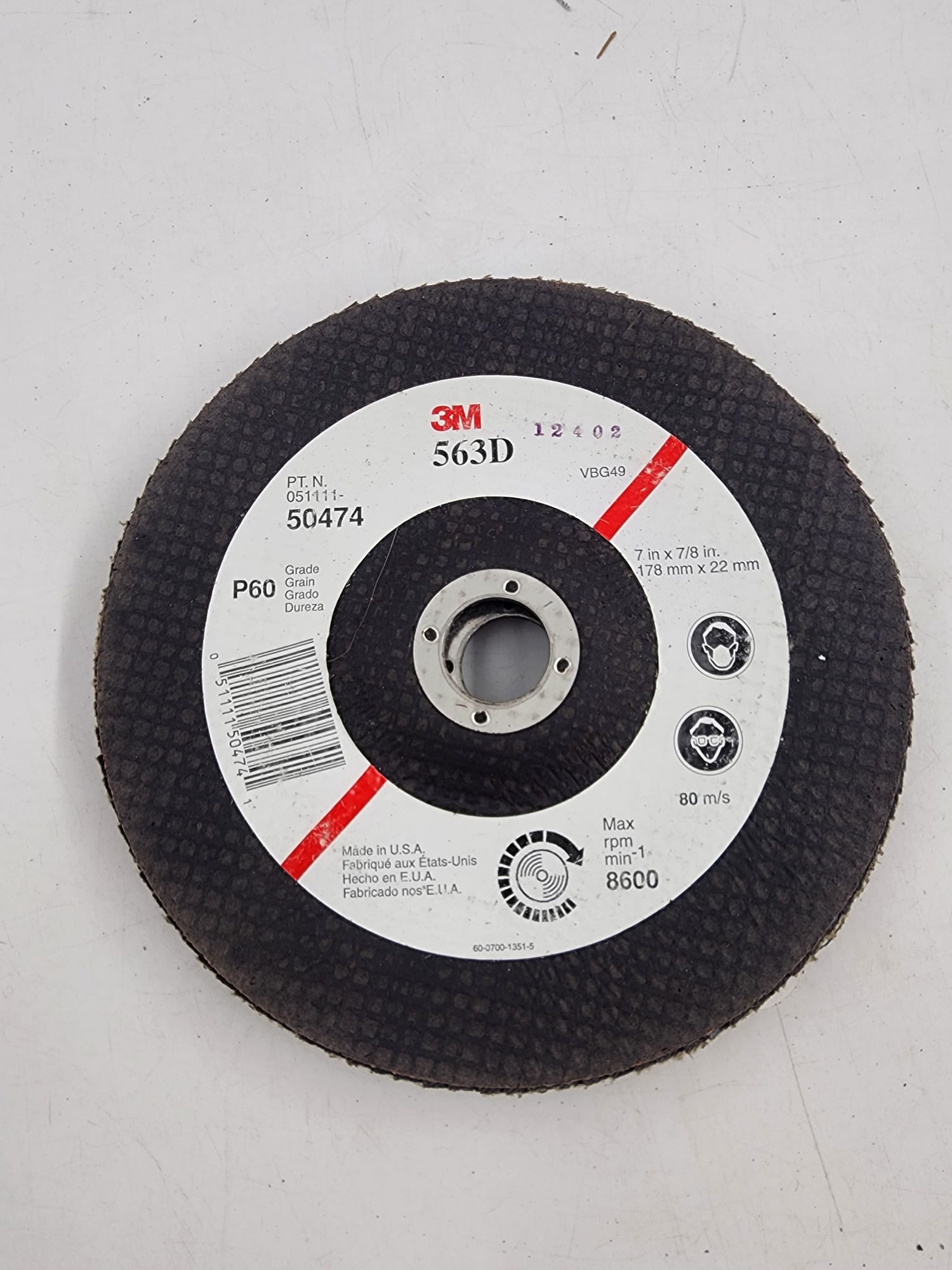 7" X 7/8" FLAP DISC TYPE 29 (ANGLED) REG (3M50474) ZIRC USA 60 GRIT