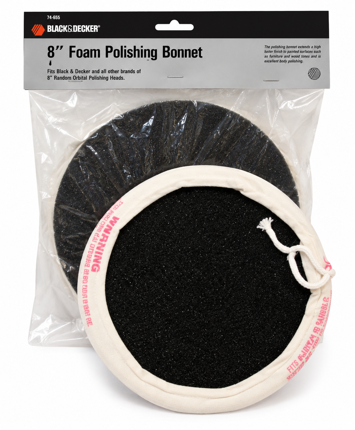 8" BLACK & DECKER FOAM TIE-ON BONNET
