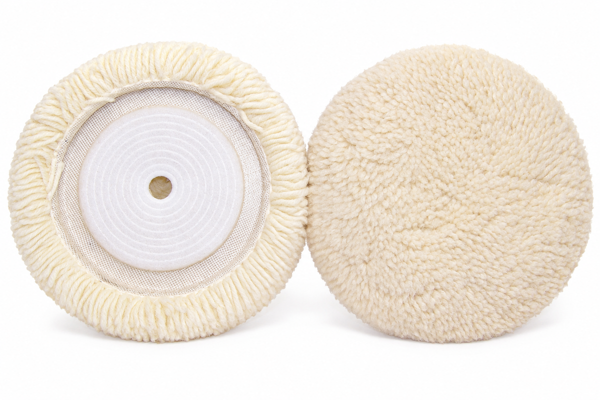 8" CURVED EDGE WOOL PAD W/ 7/8" HOLE 6" H&L INNER SURFACE