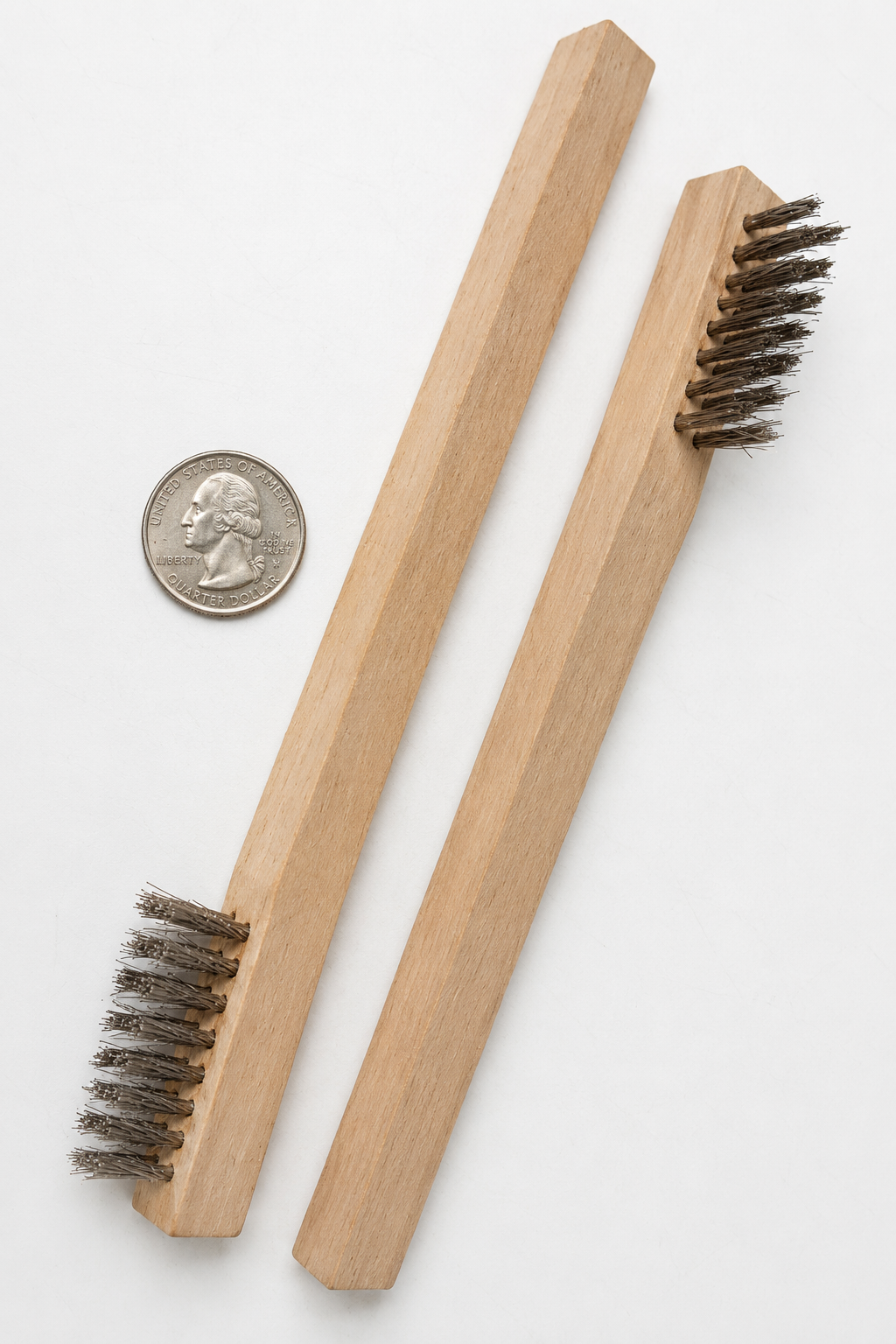 8" STAINLESS STEEL WIRE BRUSH WOOD HANDLE IMPORT
