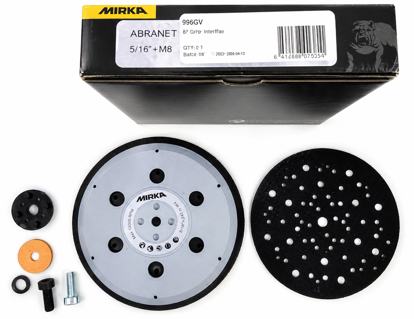 6" 15-Hole 5/16"-24 + M8 Backup Pad (Mirka 906GV) with H&L Pad Protector