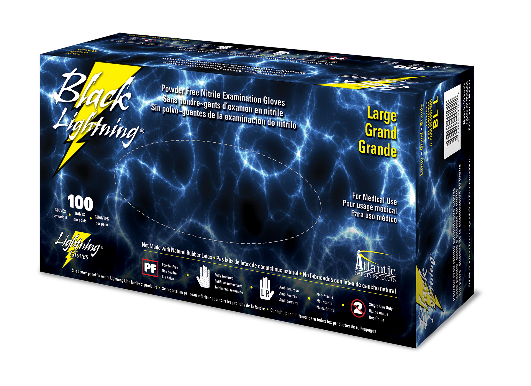 BLACK LIGHTNING NITRILE GLOVES LARGE