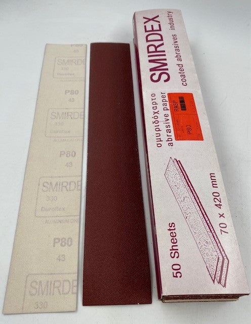 2 3/4" X 16 1/2" H&L SMIRDEX RED A.O. RESIN FILE BOARD SHEETS 80E GRIT.