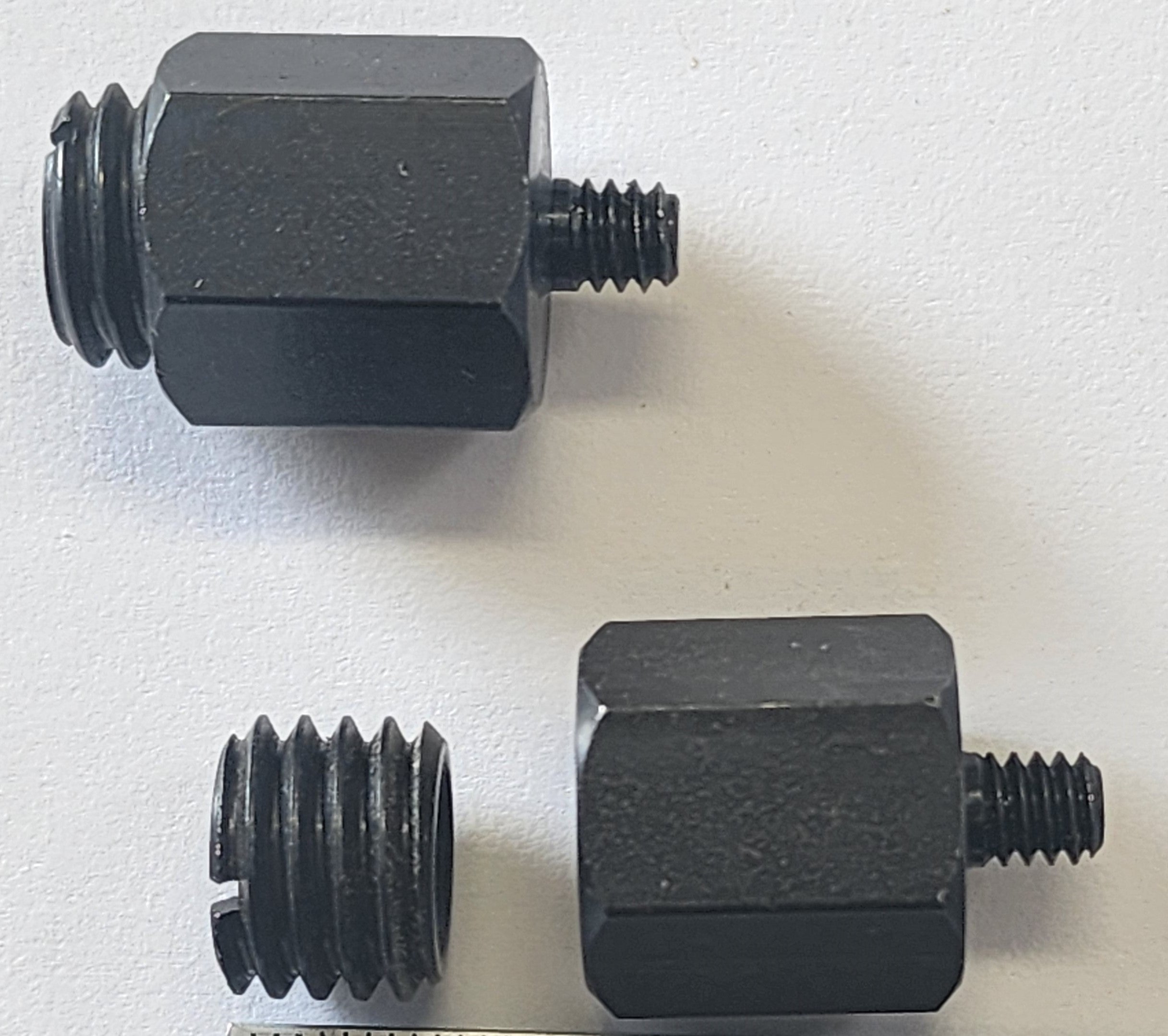 A. 3/8"-24 or 5/8"-11 Threaded Female to 7/16"-20 Threaded male (Merit 62764)