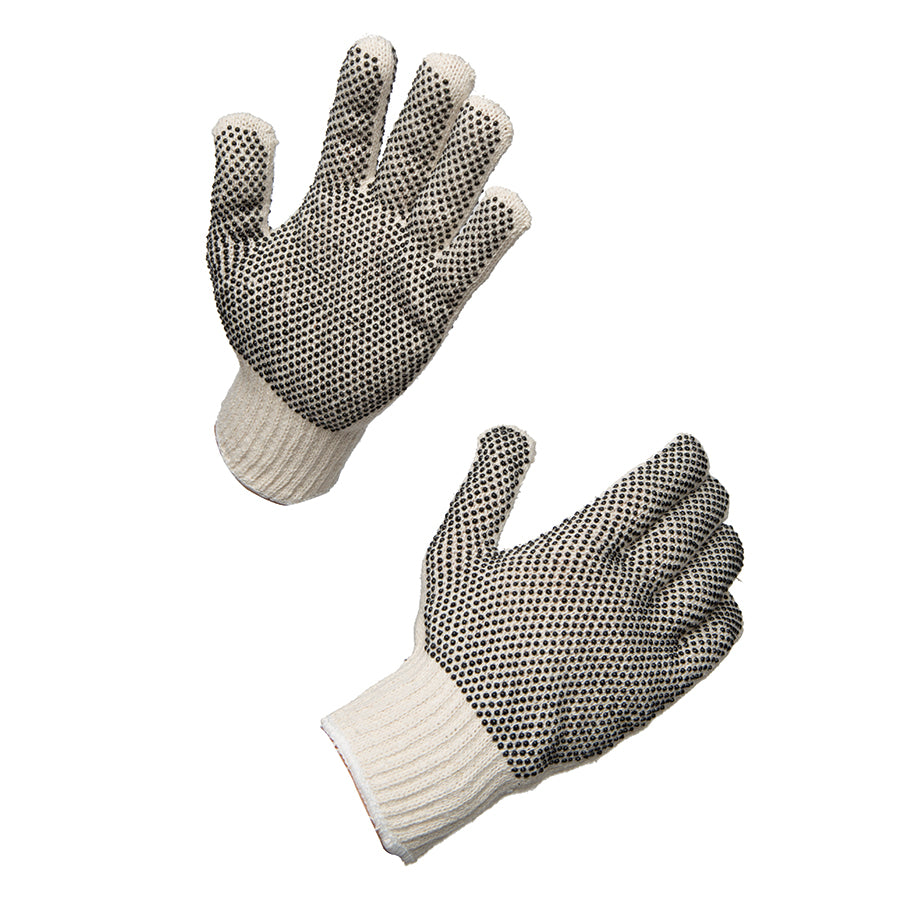 D) COTTON KNIT GLOVES with Non-slip PVC Dots SIZE - LARGE
