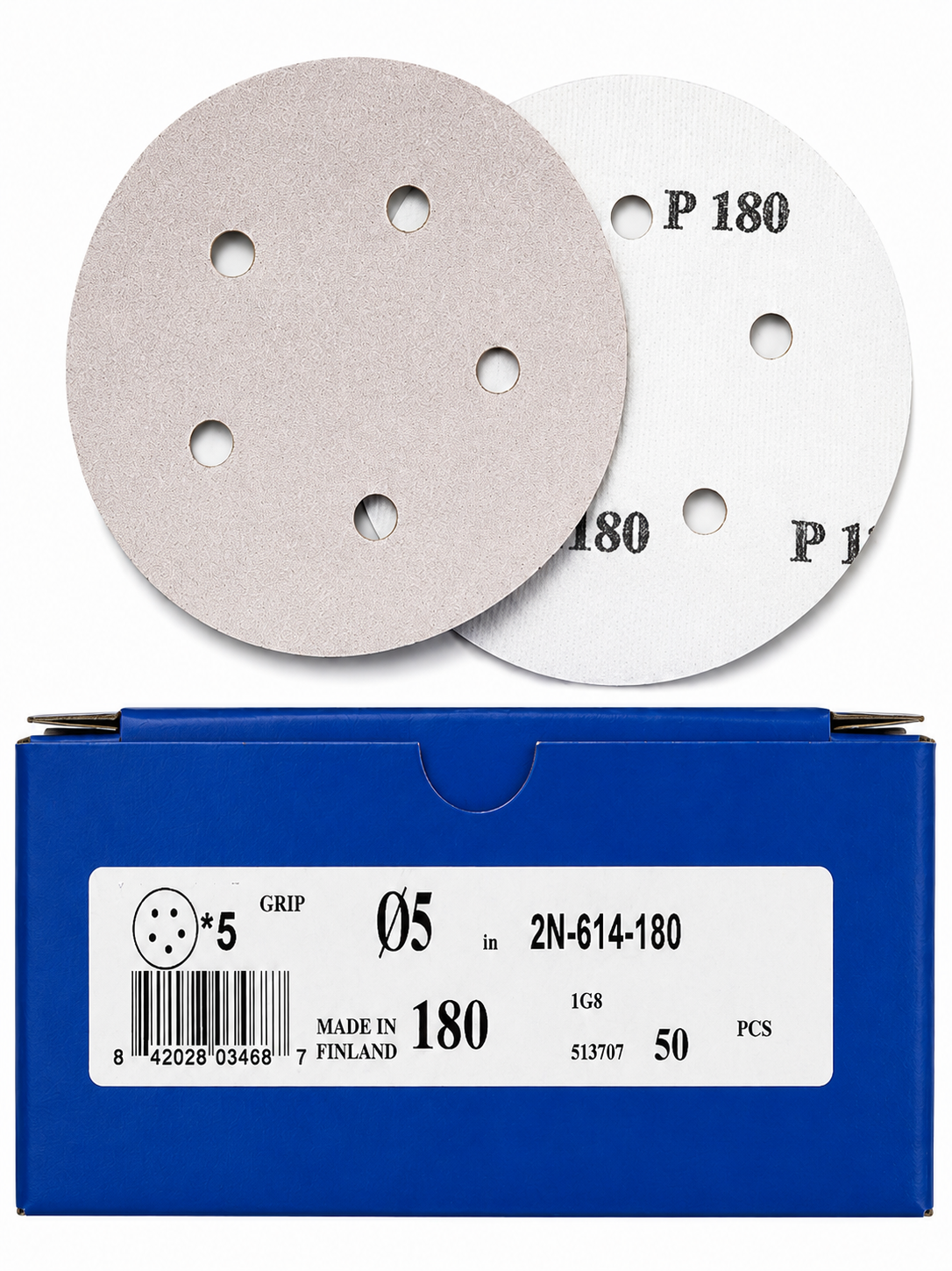 5" 5 HOLE H&L SUPERGRIT UNBRANDED MIRKA WHITE DISCS 180C GRIT