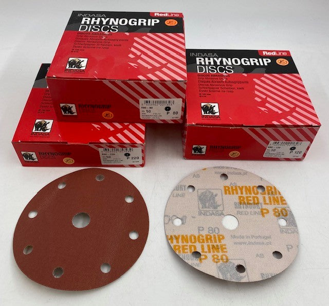 6" 9 HOLE (8 OUTER + CENTER HOLE) H&L INDASA RED RESIN DISCS