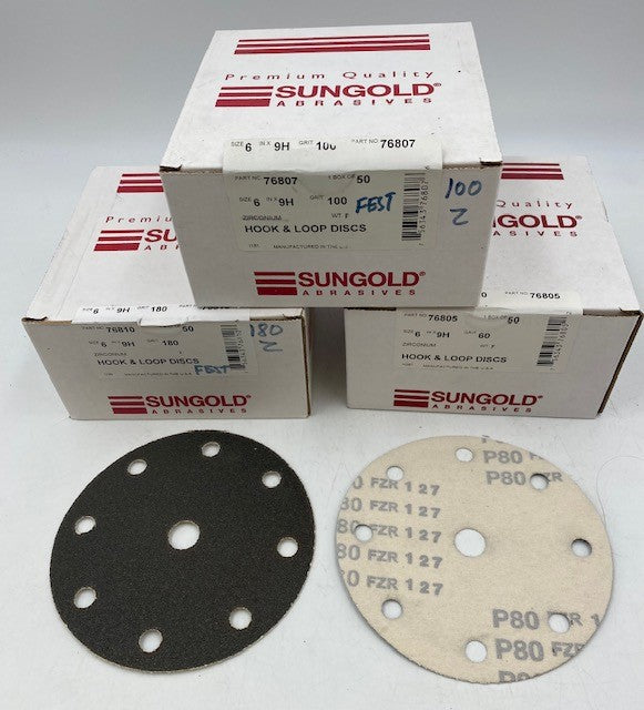 6" 9 HOLE (8 OUTER + CENTER HOLE) H&L ZIRCONIA DISCS