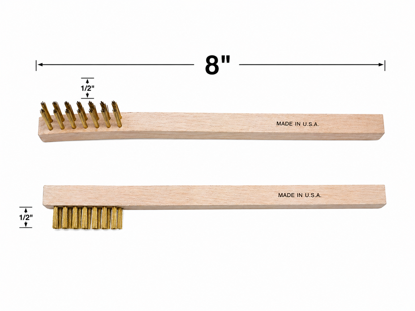 8" WOOD HANDLE USA TOOTHBRUSH BRASS