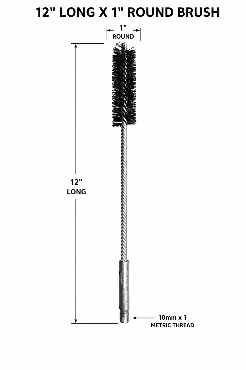 12" - 1" ROUND STEEL FURNACE BRUSH USA