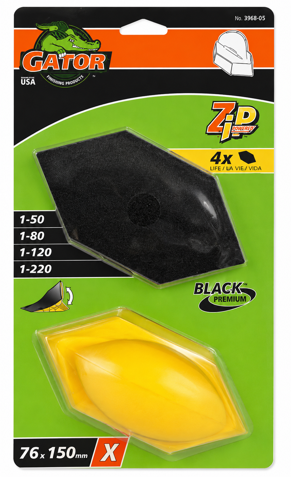 GATOR ZIP SANDER KIT (1 Pad & 4 Sheets Assorted Grits)