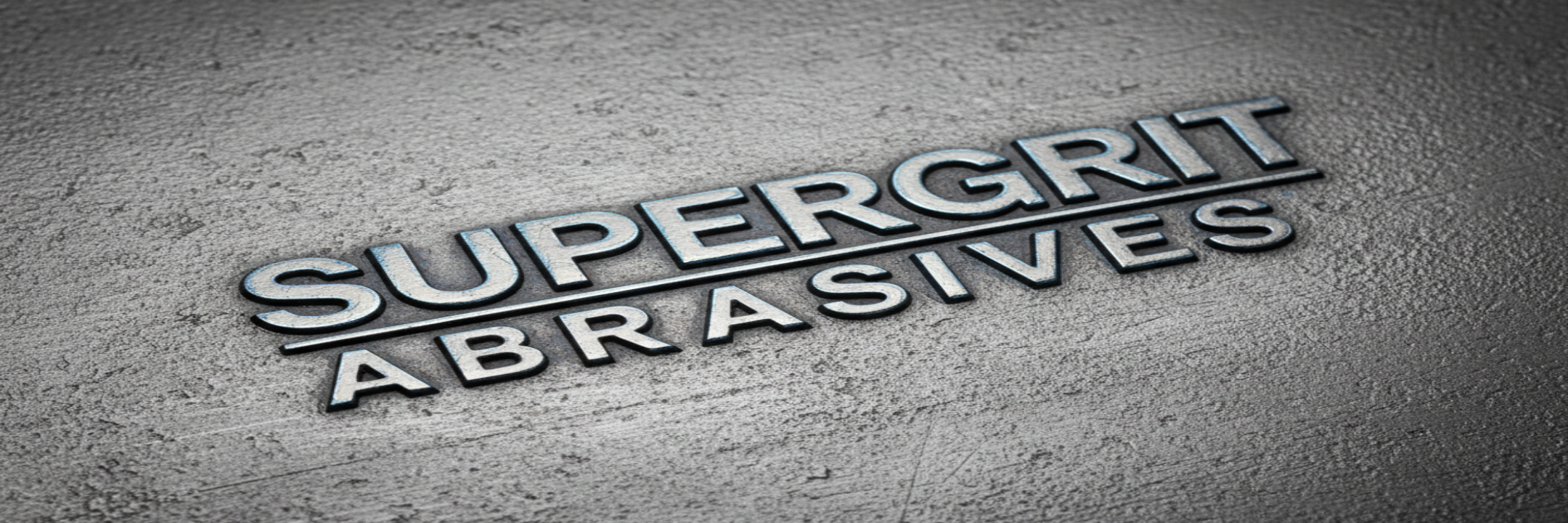 Supergrit Abrasives logo embossed on a textured metal surface