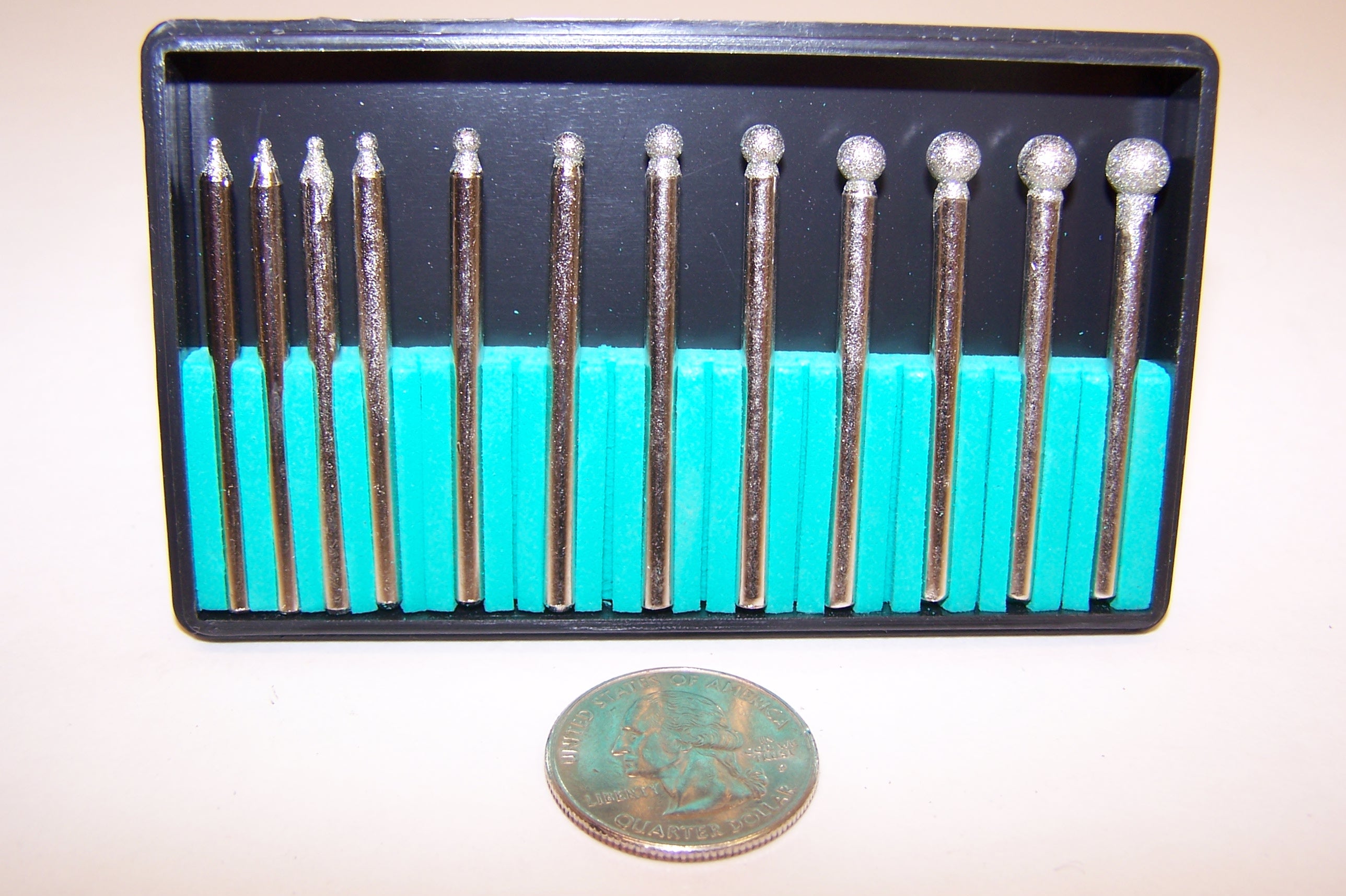 12pc BALL SHAPE DIAMOND BURR SET 1/8 shank