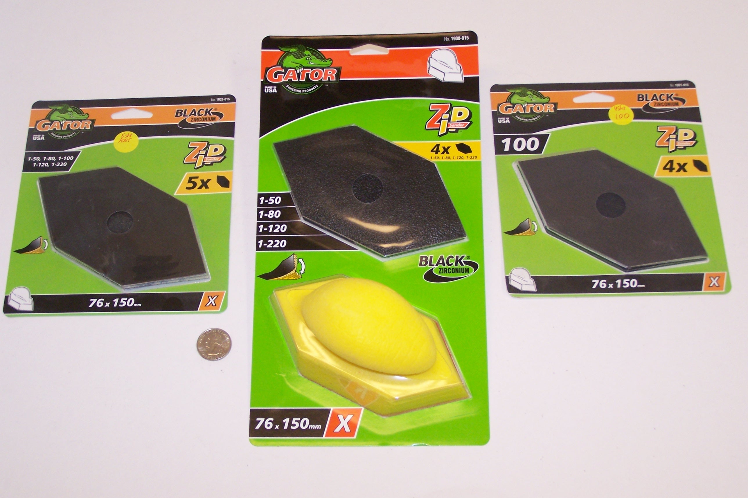 GATOR ZIP SANDER KIT (1 Pad & 4 Sheets Assorted Grits)