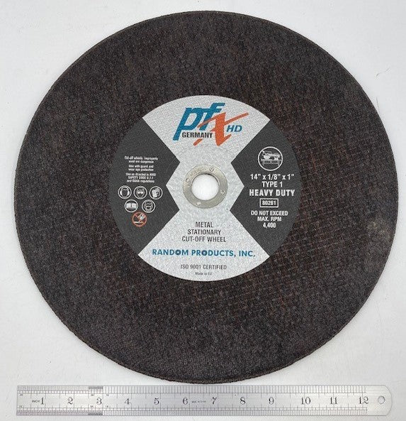 14" DIAM X 1/8" THICK X 1" CUT-OFF WHEEL GERMAN HEAVY DUTY (80261) 4,400 RPM