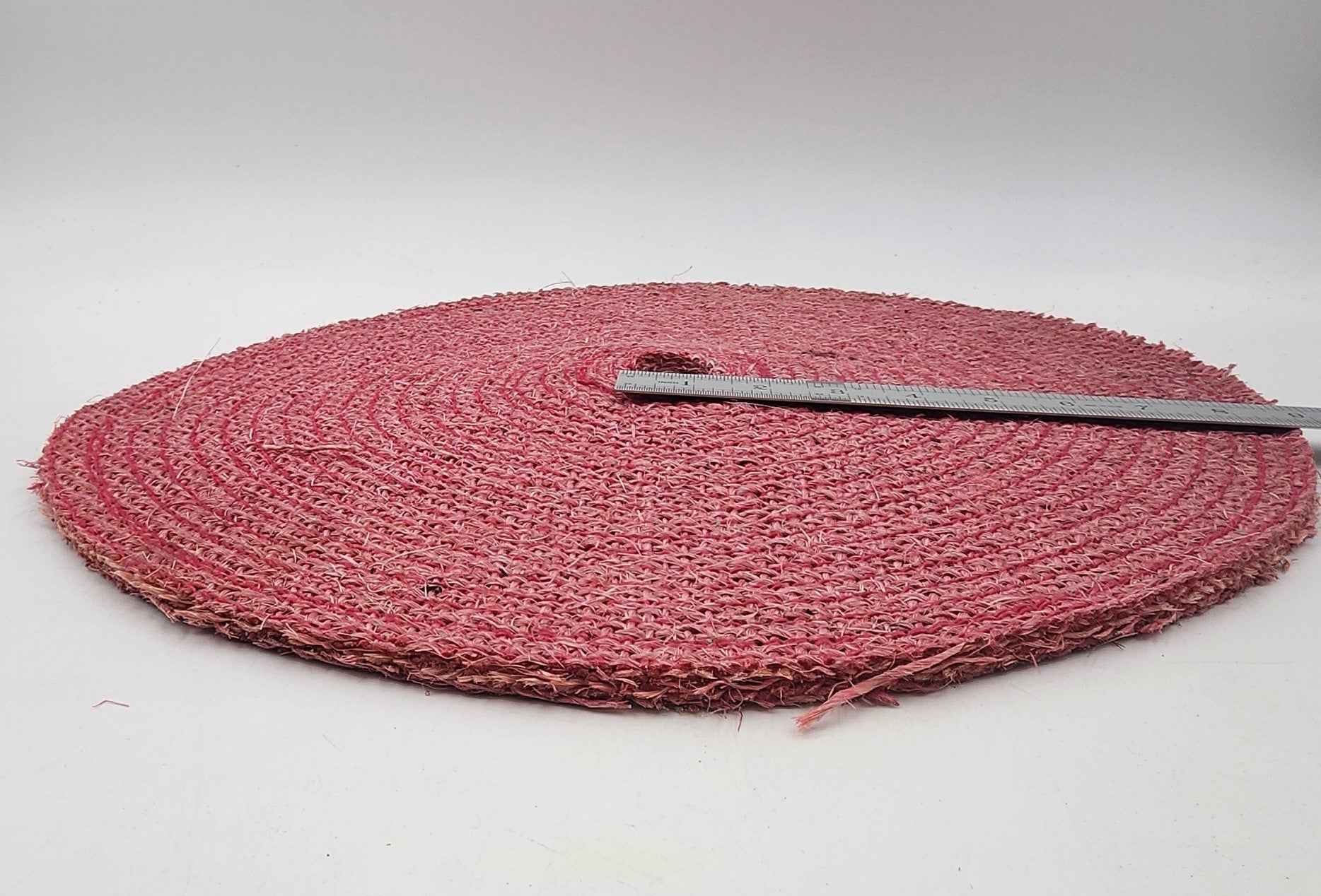 16" DIAM. BUFFING WHEEL (SISAL) - 3/8" SPIRAL SEWN 1/2" THICK RED 1 1/4" ARBOR