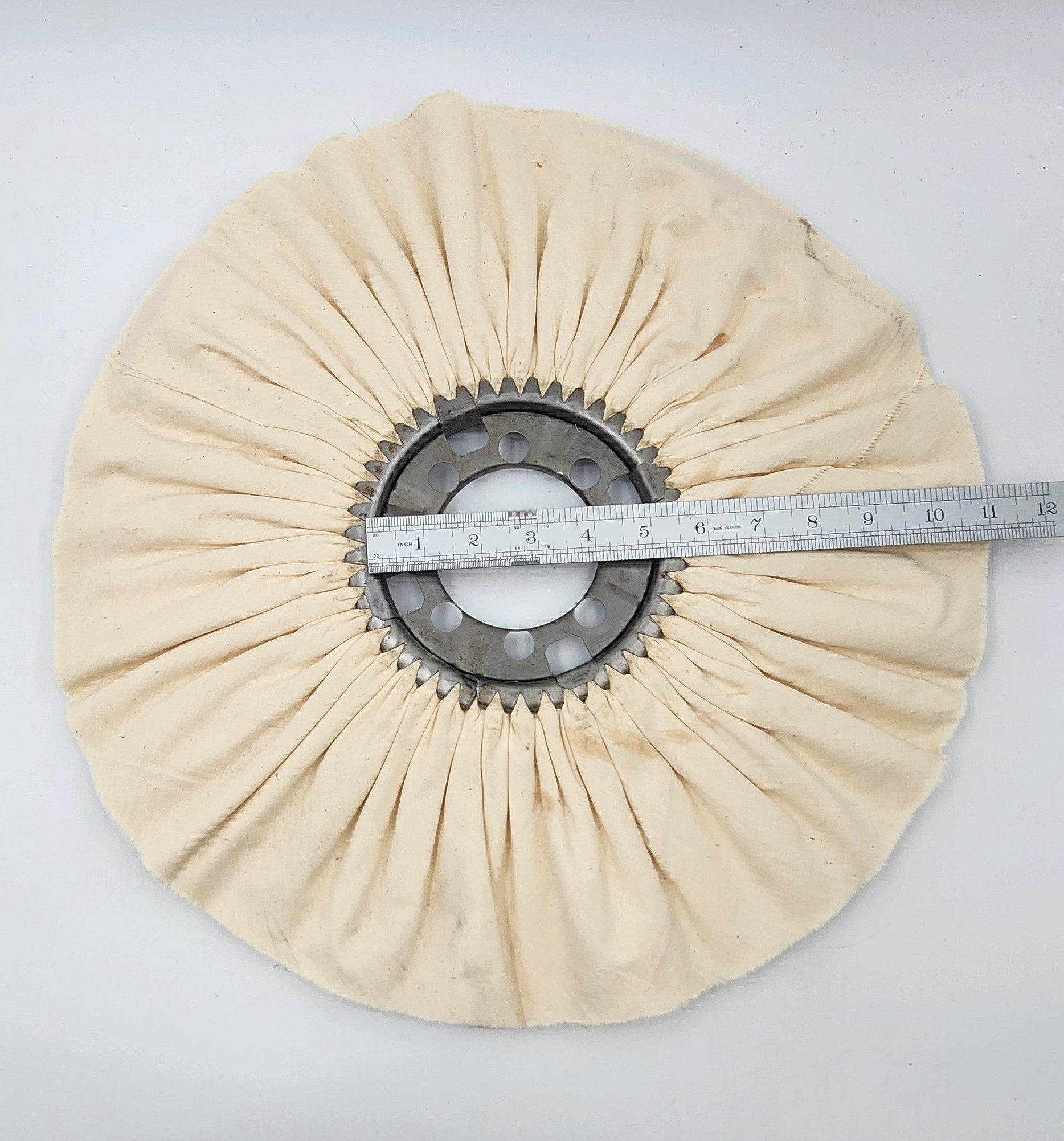 17" WHITE UBM COTTON AIR WAVE WHEEL 3 1/2" ARBOR USA