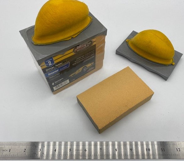 ERGONOMIC ABRASIVE SPONGE HOLDER and 4 FOAM SPONGES