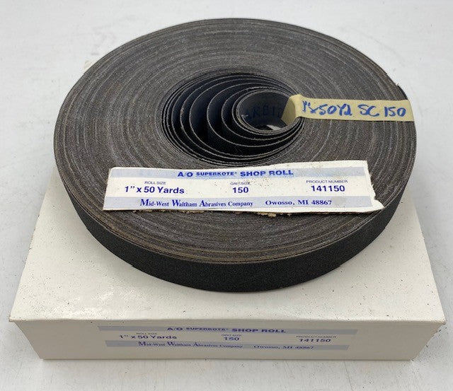 1" X 50 YD BLACK SILICON CARBIDE CLOTH ROLL 1ST QUALITY USA 150J-wt GRIT.