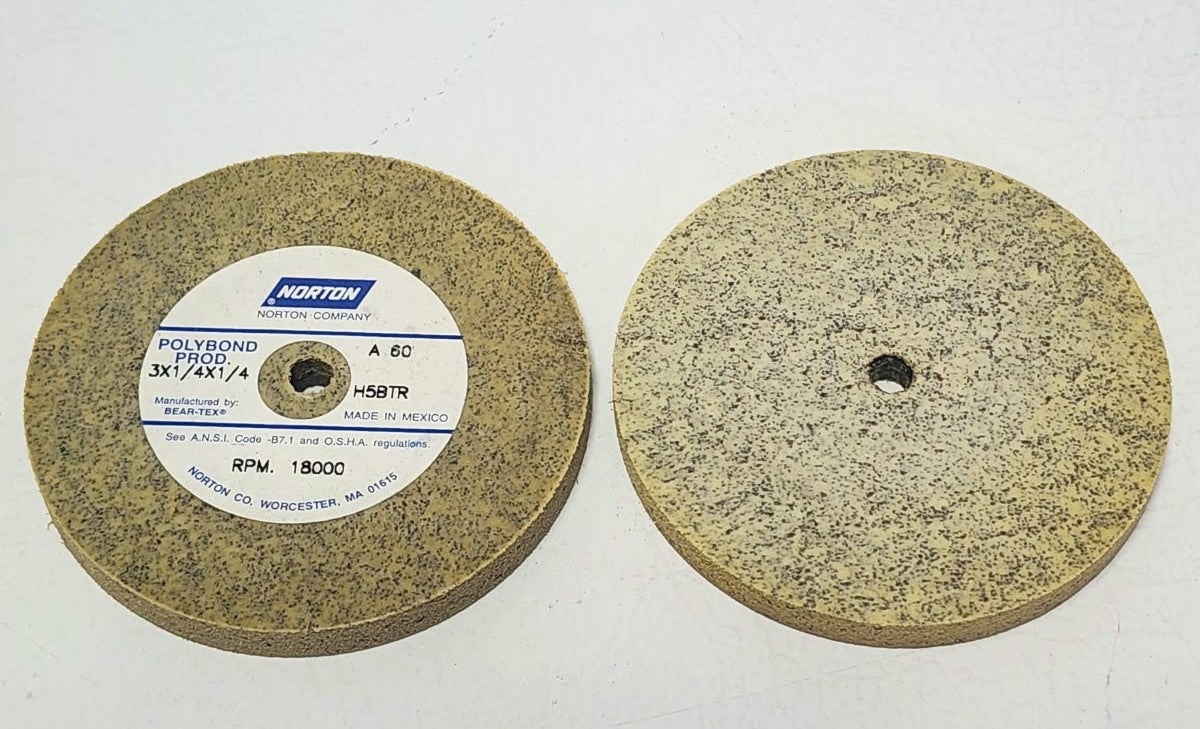 3" X 1/4" X 1/4" Norton Polybond A60 Abrasive Wheel