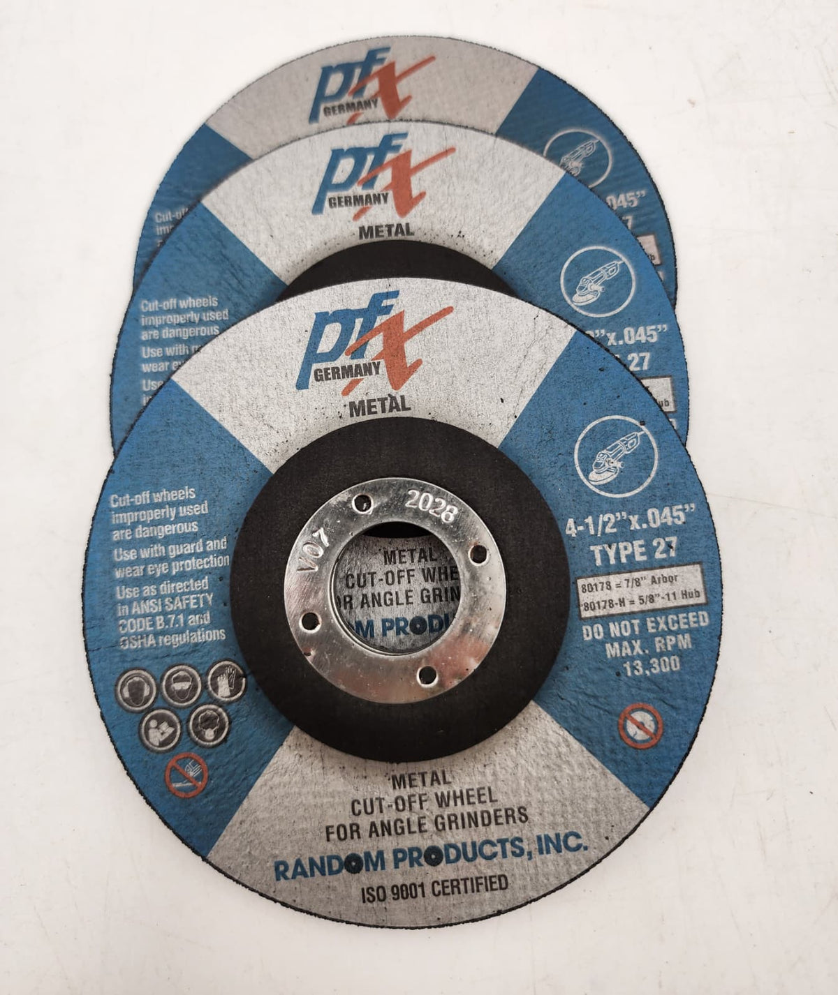 4 1/2" DIAM X .045 THICK X 7/8" ARBOR GRINDING WHEEL Germany (80178) 13,300 RPM