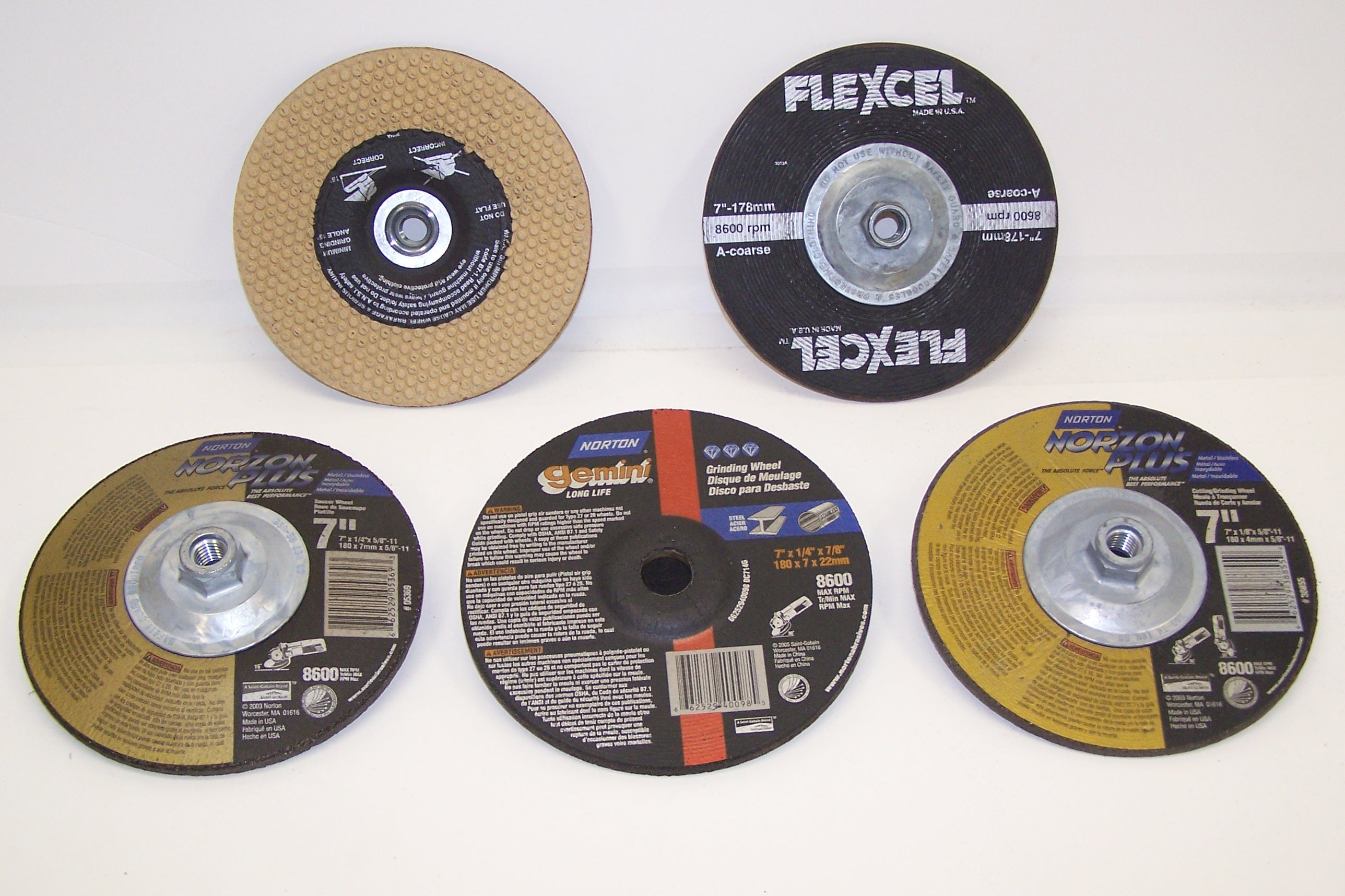 7" DIAM X 5/8"-11 METAL HUB X 1/8" THICK GRINDING BLENDING WHEEL A-CRS FLEXCEL USA (S7880H) 8,600