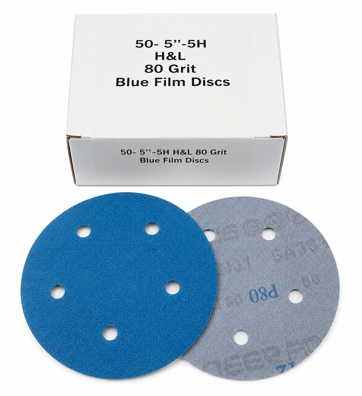 5" 5 HOLE H&L BLUE DEER FILM BACKED DISCS 80 GRIT