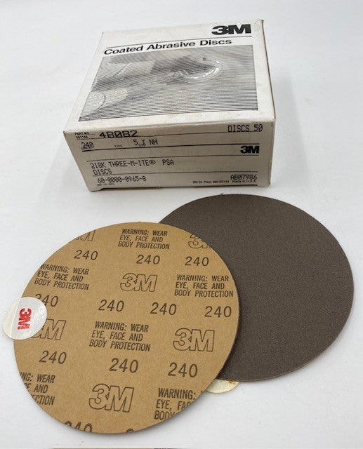 A. 5" A.O. CLOTH DISCS W/ TAB PSA 3M (48082) THREE-M-ITE