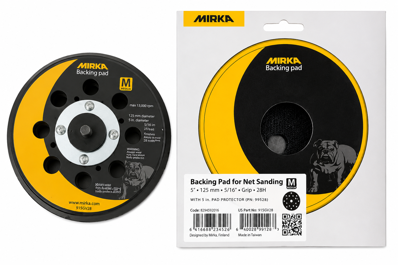 5" 28-Hole 5/16"-24 Thread Shank Backup Pad (Mirka 915GV28-130G) – Weighted for 6" Sanders – H&amp;L