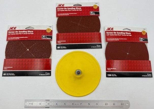 SC EDGER DISCS KIT/BACK UP PAD WITH 1/4 SHANK + 50 DISCS ASSORTED GRITS