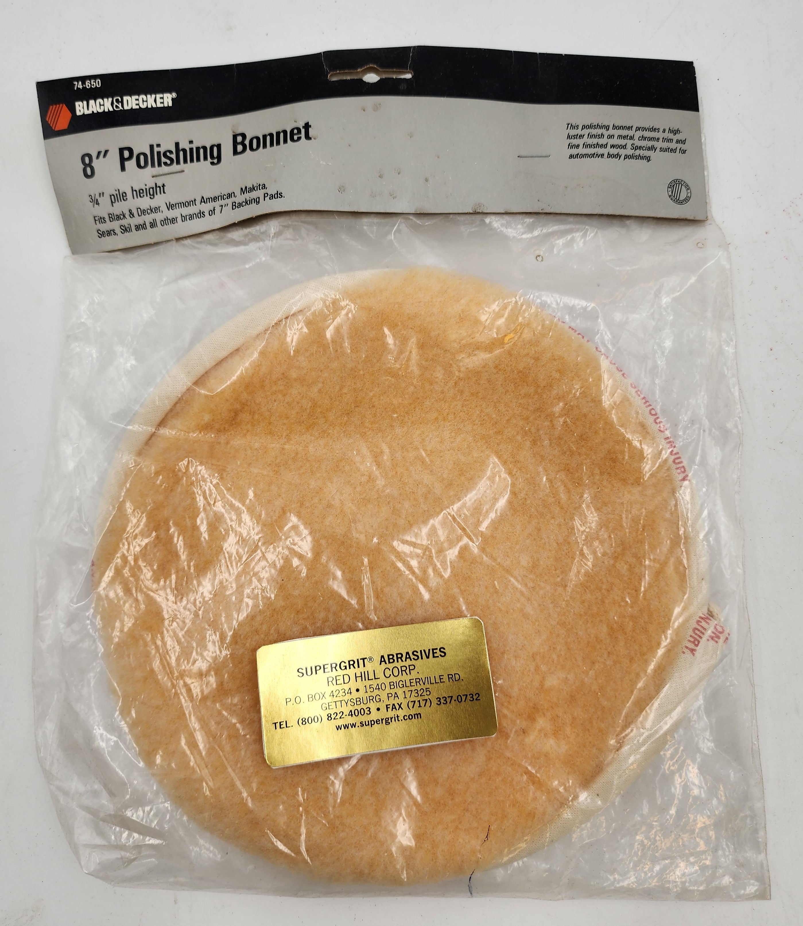 8" WOOL POLISHING BLACK & DECKER TIE-ON BONNET USA