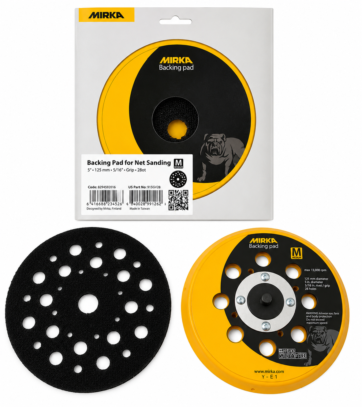 5" 28-Hole Backup Pad 5/16"-24 Thread (Mirka 915GV28) H&amp;L with Pad Protector
