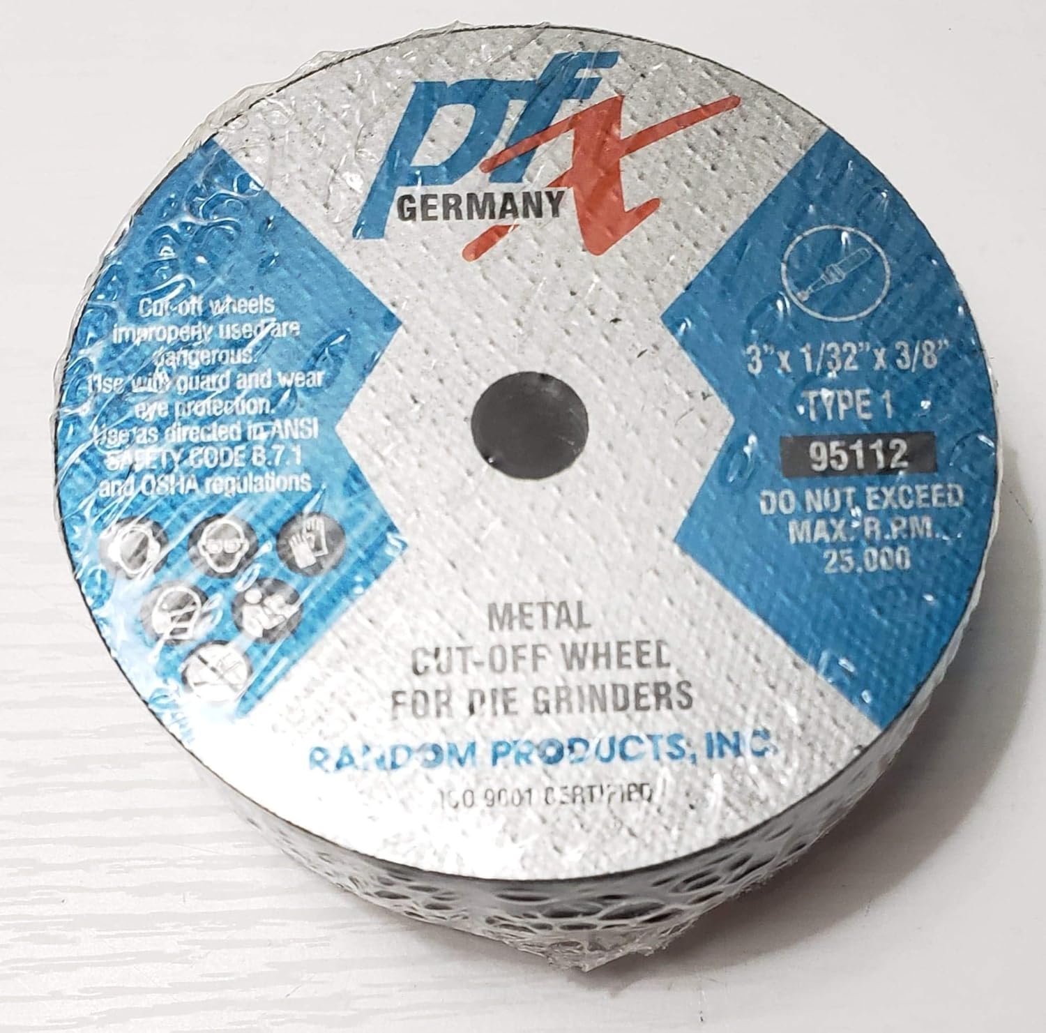 3" DIAM X 1/32" THICK X 3/8" CUT-OFF WHEEL USA or Germany (95112)