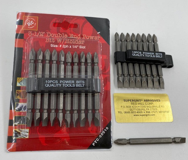 3 1/2 DOUBLE END PHILLIPS & FLAT BITS SET OF 10 (WITH HOLDER)