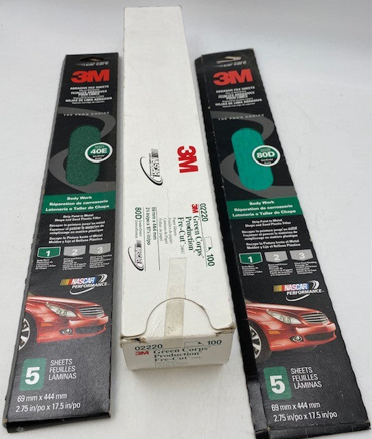 2 3/4" X 17 1/2" PLAIN 3M 252V GREEN RESIN FILE BOARD SHEETS 40 GRIT