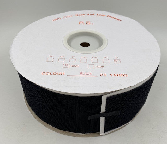 4" WIDE, BLACK HOOK ROLL W/ PSA BACKING