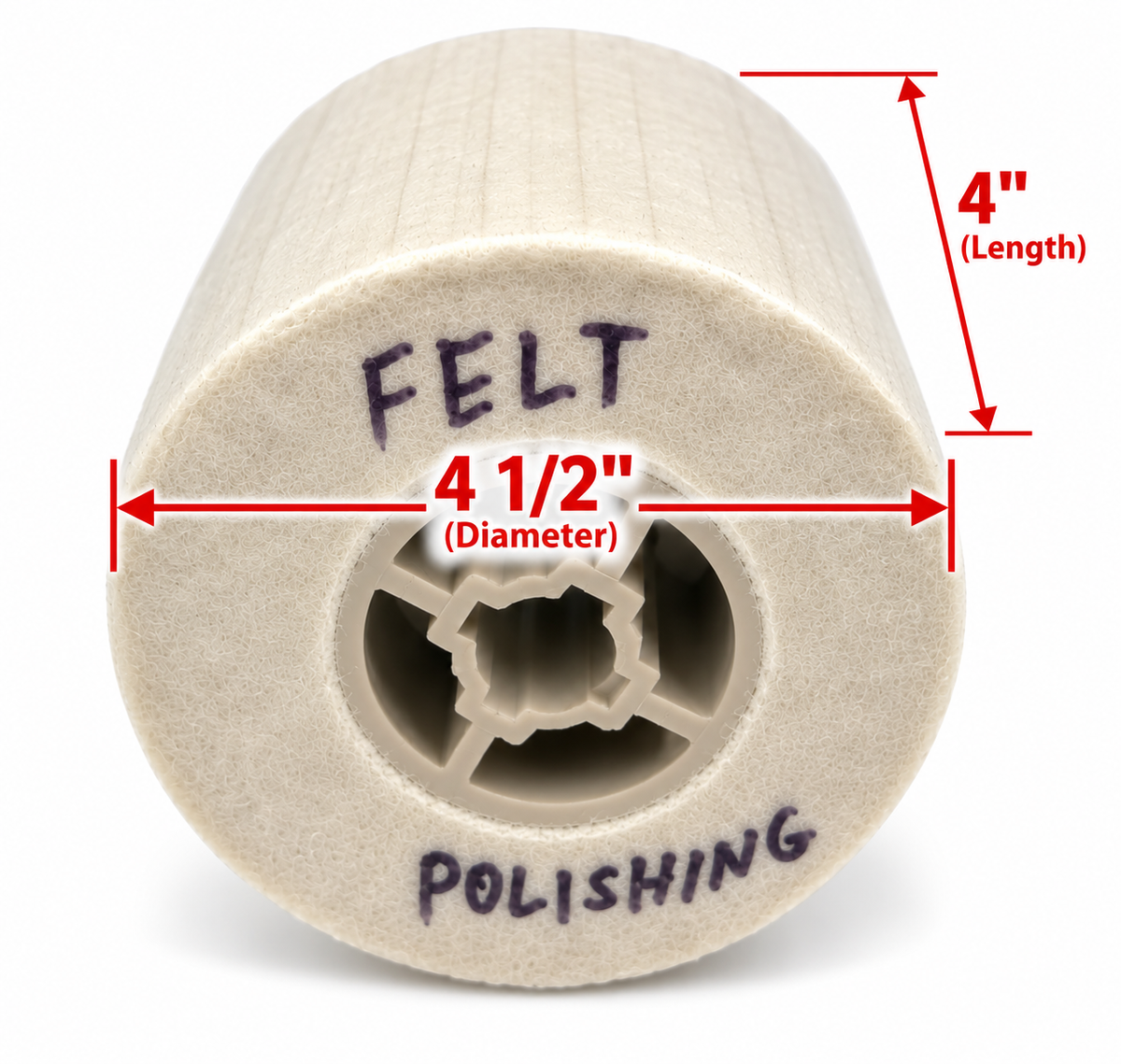 4 1/4" X 4" X 3/4" Key White Felt Polishing Wheel